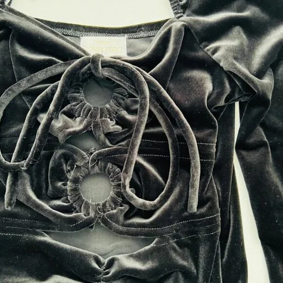 Torn by Ronny Kobo Velour Velvet Petra Top Black ( S )